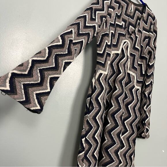 Free People Rhiannon Sweater Dress Chevron Geometric Flared Women’s Size Large - Picture 4 of 12
